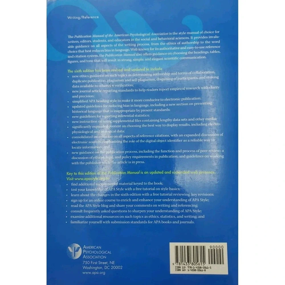 Publication Manual for the American Psychological‎ Association Sixth Edition
